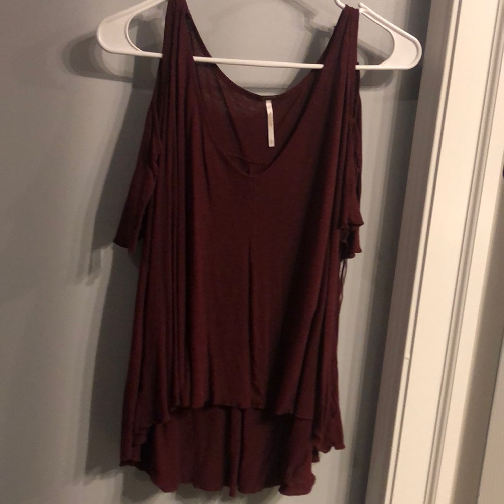 Free people maroon off the shoulder short sleeve
